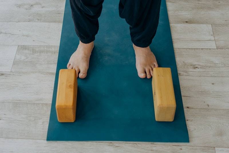 yoga blocks on a mat