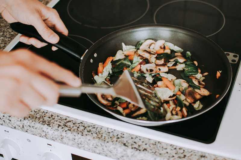 stir fried vegetables on a pan